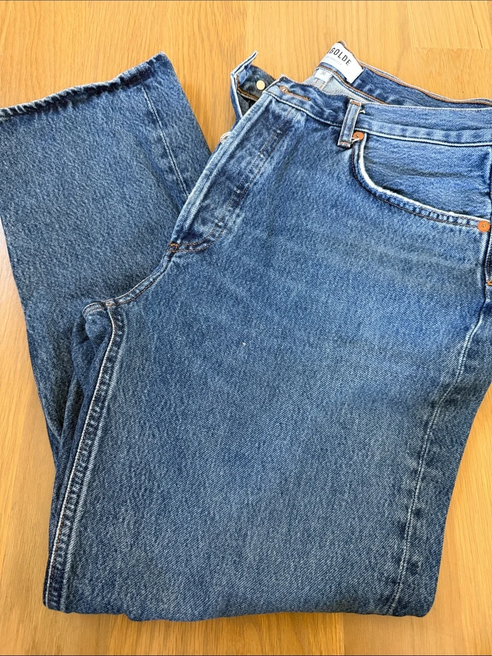 Agolde Women's Straight Leg Jeans in Mid Blue Wash - Picture 1 of 4